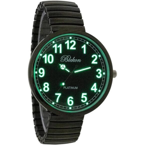 Large Face Stretch Band Luminous Hands and Numbers Dial Japanese Move Watch main image 4